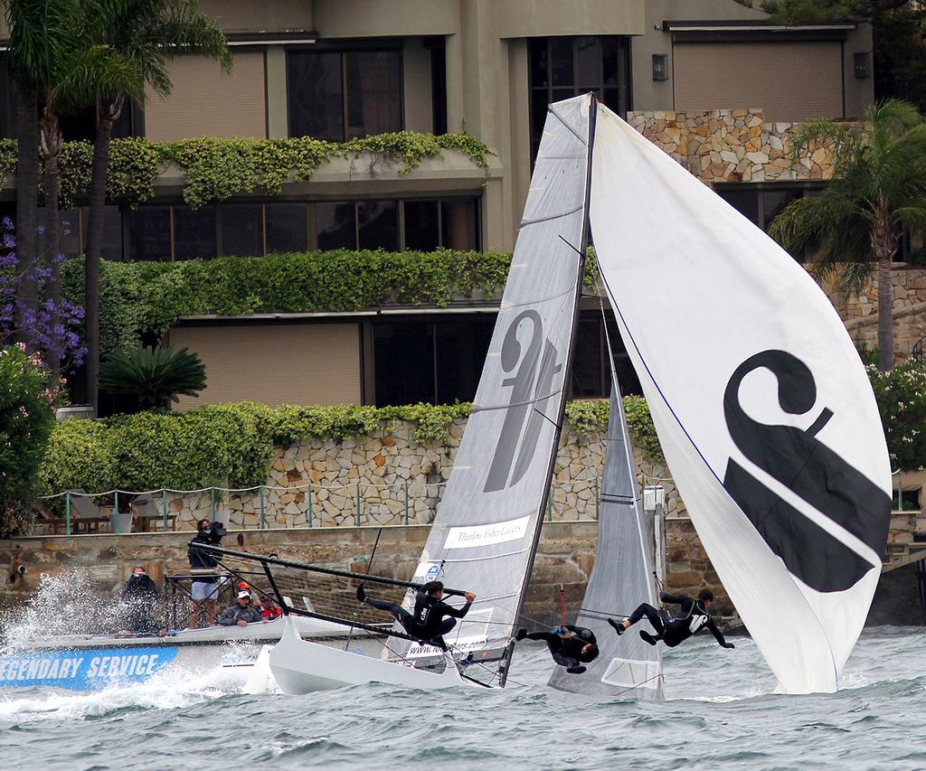 Not looking too good - 18ft Skiffs - NSW State Title - Race 1, October 30, 2016  © Frank Quealey /Australian 18 Footers League http://www.18footers.com.au